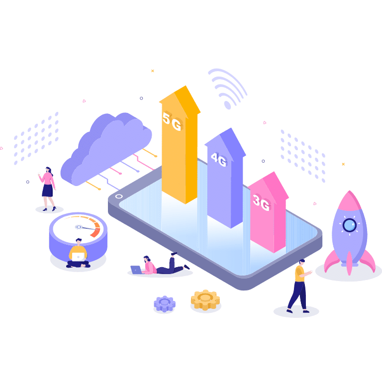Visuele weergave hogere snelheid 4 en 5G internet